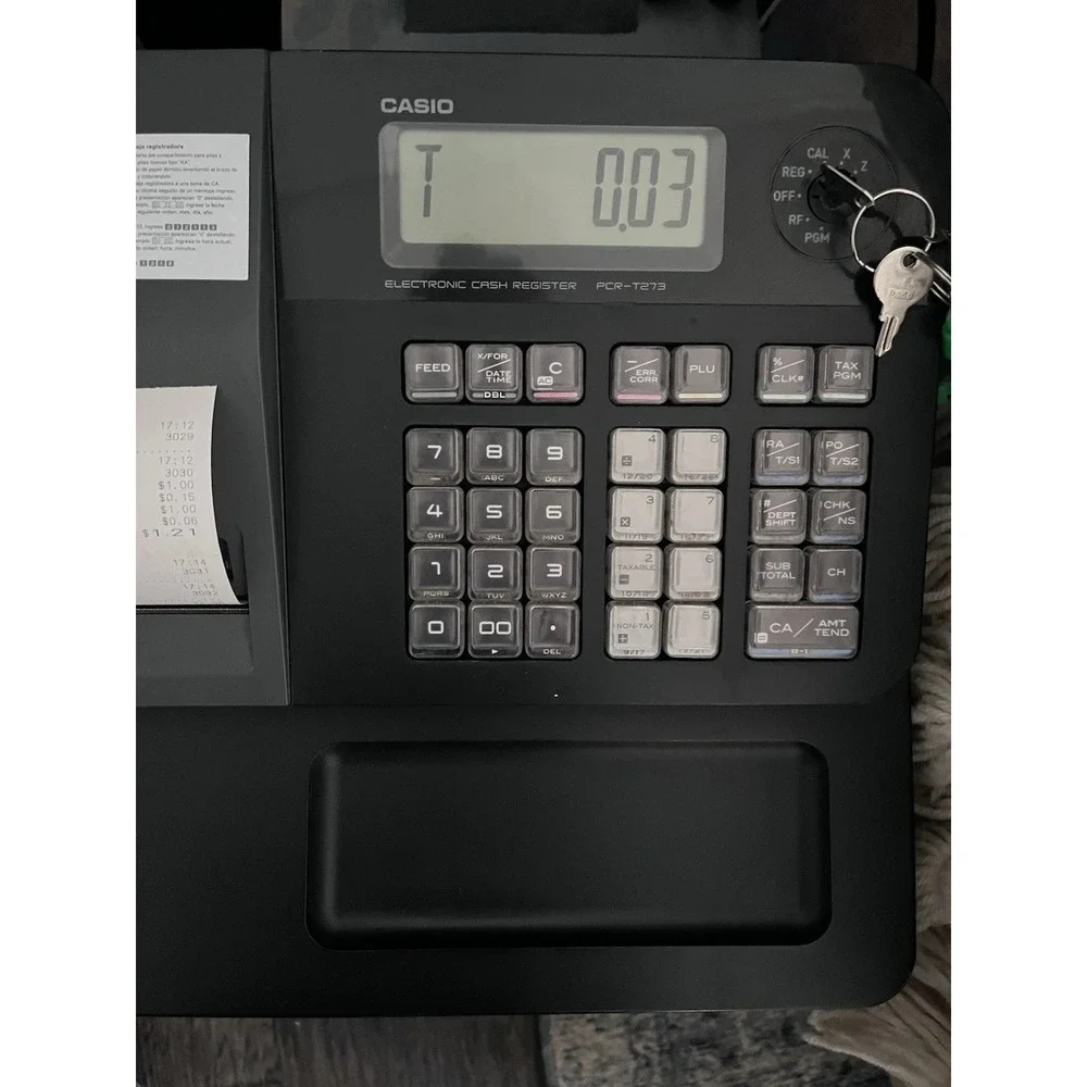 Casio PCR-T273 Electronic Cash Register OP Drawer Keys Tested And Works